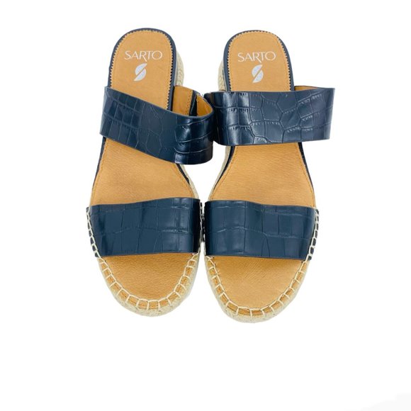 Franco Sarto Leather Cappy Slide Sandal Shoes Sz 9.5 -10 - Picture 3 of 11